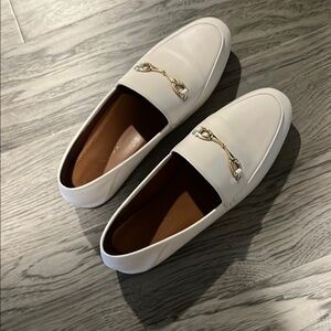Coach ivory Loafers with Gold Chain Detail